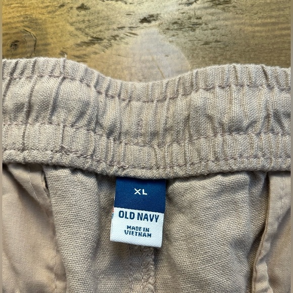 OLD NAVY Light Beige/Mauve LINEN BLEND Elastic Waist Pants - Picture 5 of 10